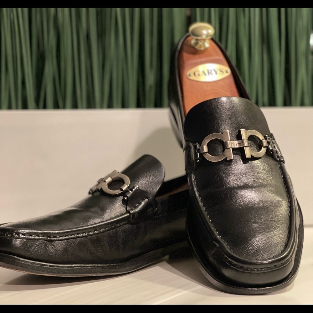 Salvatore Ferragamo Black Leather Horsebit Loafer🔥Mens 10.5🔥🔥Great